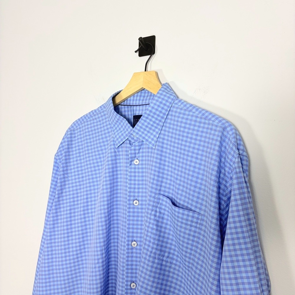 Calder Carmel Limited Edition‎ Button Down Up Dress Shirt XXL Plaid Blue Cotton